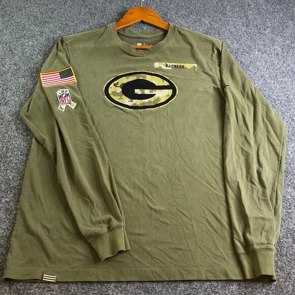 Nike Green Bay Packers Shirt Mens Medium Long Sleeve Camo Salute to Service - Picture 1 of 11